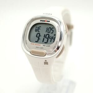 Timex Ironman Triathlon Transit Womens White 34mm Digital Watch w New Battery